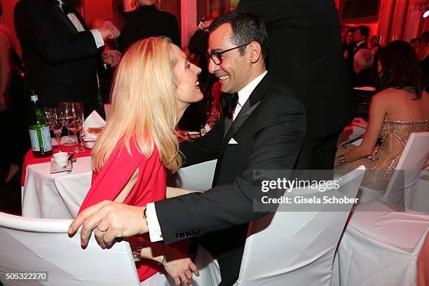 Erol Sander and his wife Caroline Goddet during the German Film Ball 2016 party at Hotel Bayerischer Hof on January 16, 2016 in Munich, Germany.