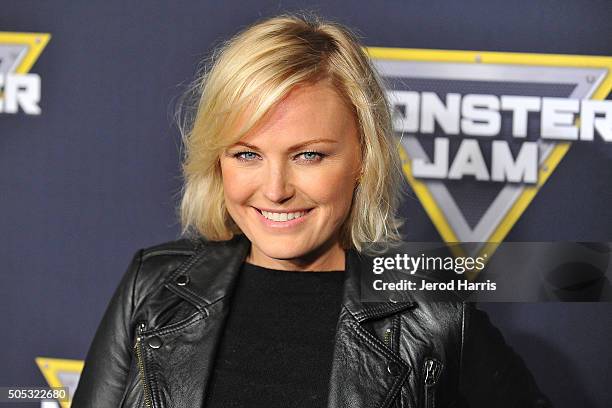 Actress Malin Akerman arrives at the Monster Jam at Angel Stadium of Anaheim on January 16, 2016 in Anaheim, California.