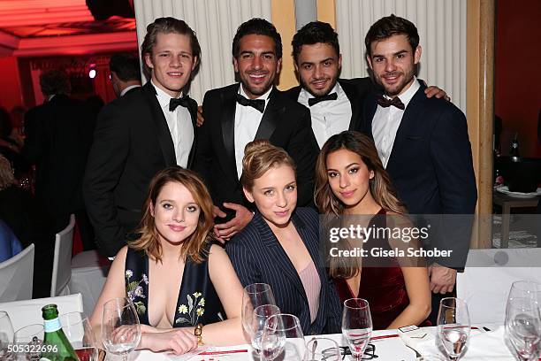 Max von der Groeben, Elyas M'Barek, Aram Arami, Lucas Reiber, Jella Haase, Anna Lena Klenke and Gizem Emre, team 'Fack ju Goehte' during the German...