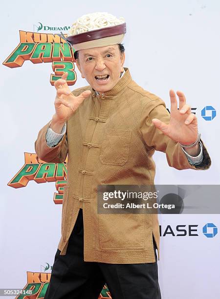 Actor James Hong arrives for the Premiere Of DreamWorks Animation And Twentieth Century Fox's "Kung Fu Panda 3" held at TCL Chinese Theatre on...