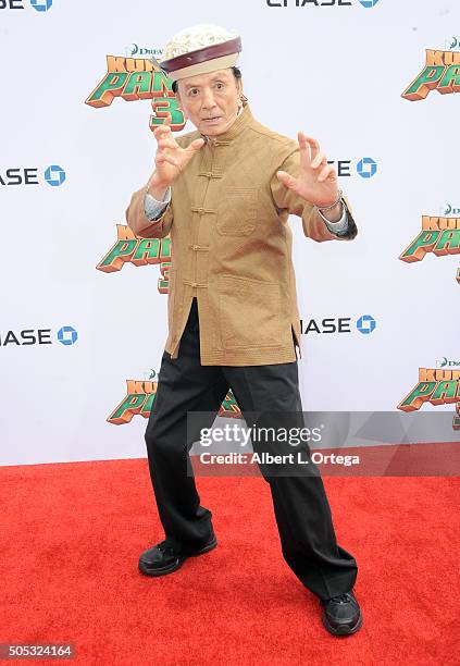 Actor James Hong arrives for the Premiere Of DreamWorks Animation And Twentieth Century Fox's "Kung Fu Panda 3" held at TCL Chinese Theatre on...