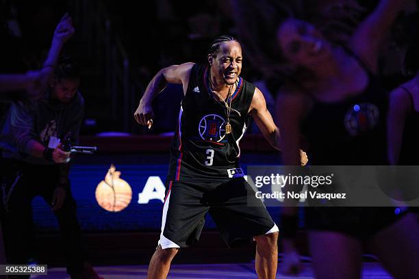 Quik performs at halftime at a basketball game between the Sacramento Kings and the Los Angeles Clippers at Staples Center on January 16, 2016 in Los...