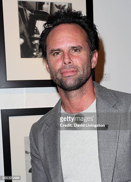 Actor Walton Goggins attends Vivian Maier - Photographs from the Maloof Collection at Merry Karnowsky Gallery on January 16, 2016 in Los Angeles,...