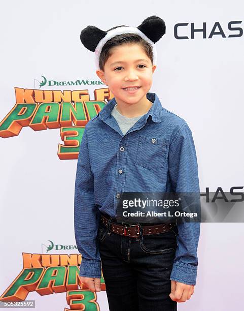 Actor Steele Gagnon arrives for the premiere of DreamWorks Animation and Twentieth Century Fox's "Kung Fu Panda 3" held at TCL Chinese Theatre on...