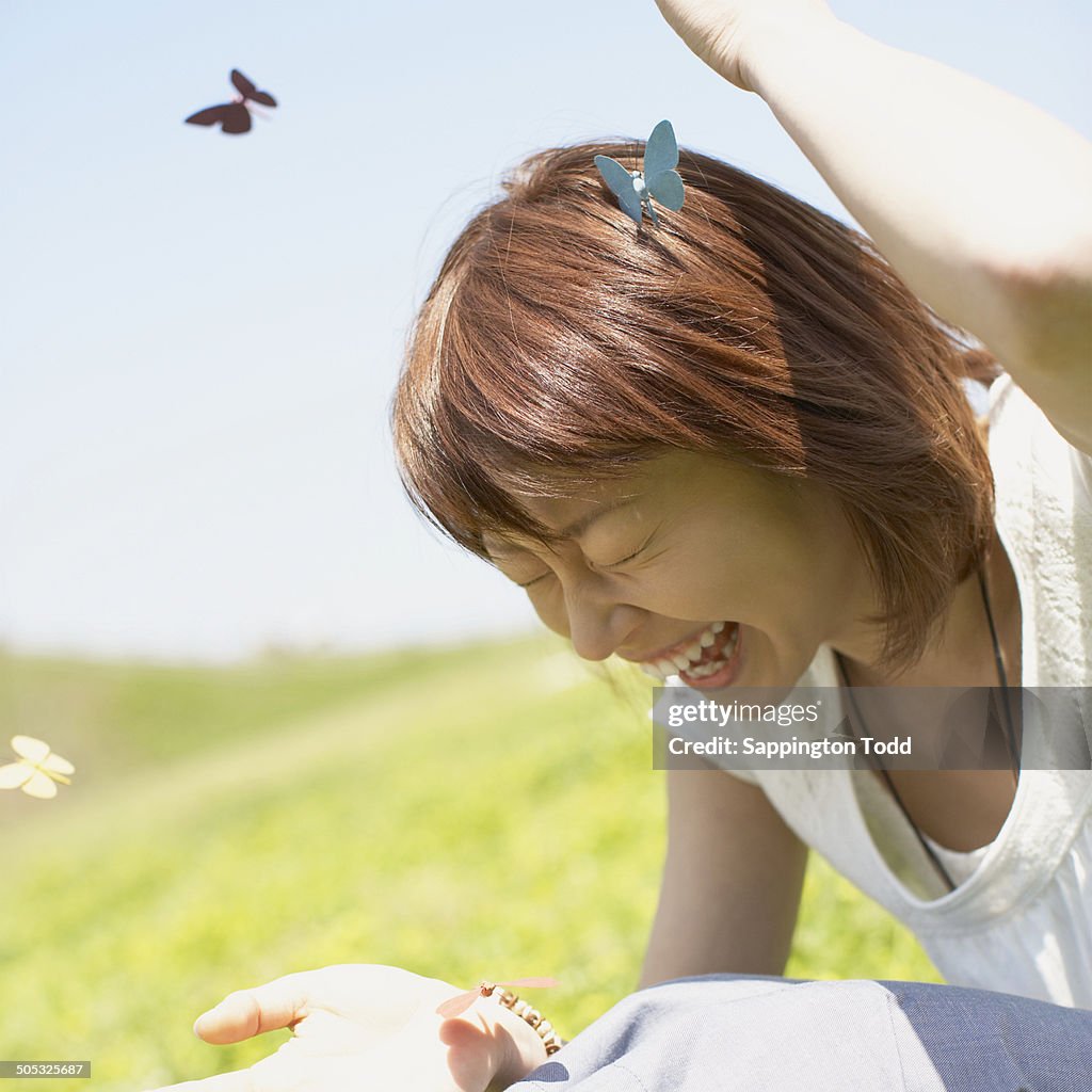 Young Woman With Butterflies