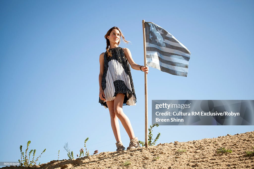 Girl holding flag