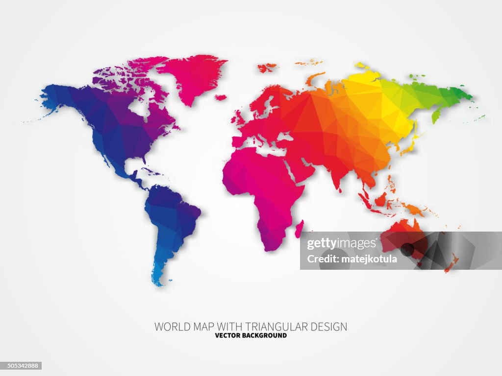 Triangular Geographic Map World Map Background In Triangular Style High-Res Vector Graphic ...