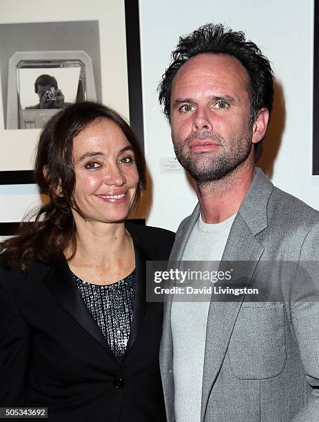 Writer Nadia Conners and husband actor Walton Goggins attend Vivian Maier - Photographs from the Maloof Collection at Merry Karnowsky Gallery on...