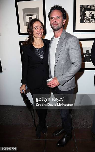 Writer Nadia Conners and husband actor Walton Goggins attend Vivian Maier - Photographs from the Maloof Collection at Merry Karnowsky Gallery on...