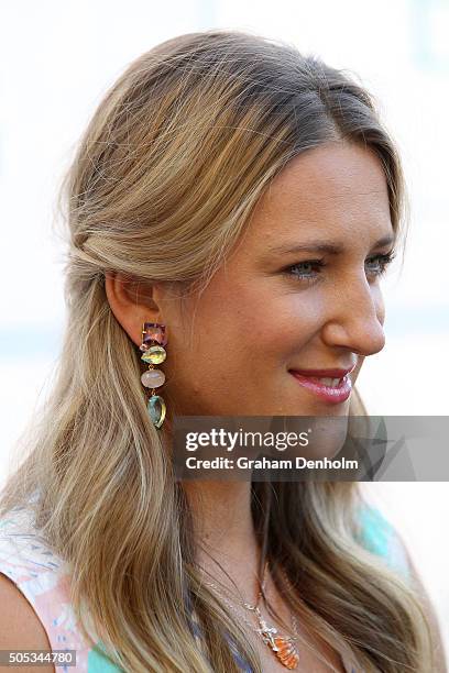 Victoria Azarenka of Belarus arrives at the 2016 Australian Open party at Crown Entertainment Complex on January 17, 2016 in Melbourne, Australia.
