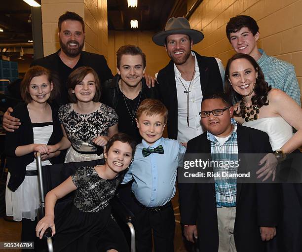 Singers and Songwriters Randy Houser, Hunter Hayes and Drake White With Wish Kids Levi, Caroline, Camryn, Lily, Josh, Micah and Beth Torres President...