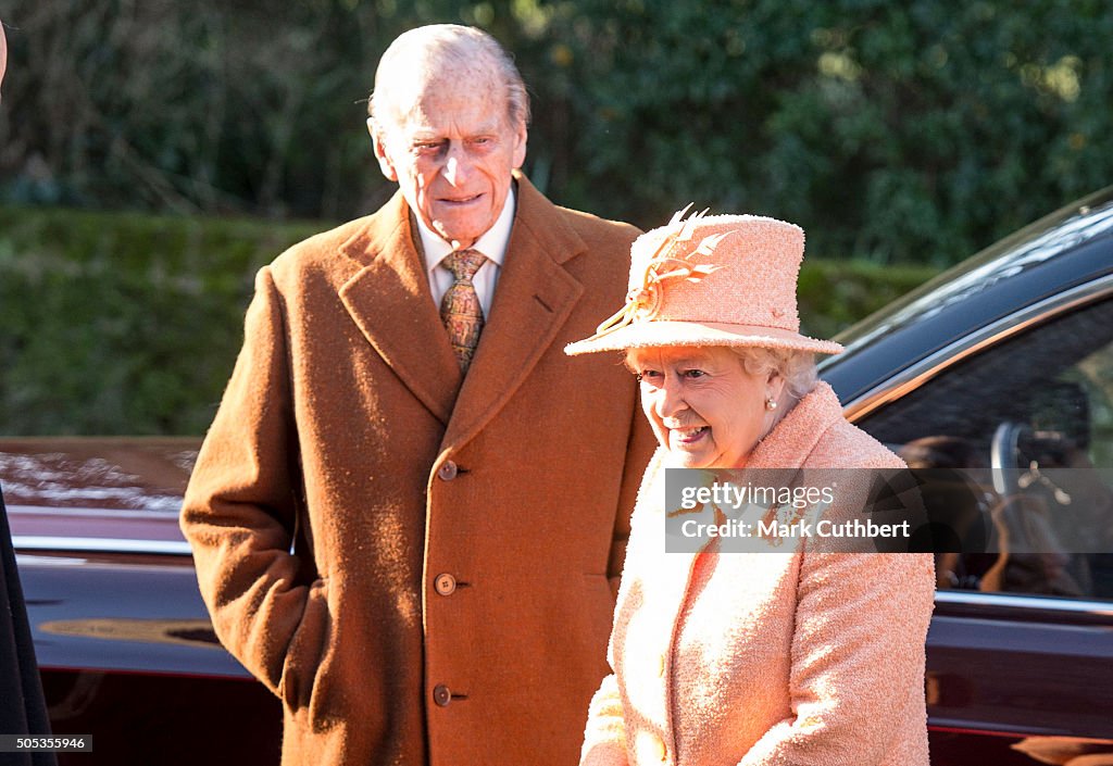 The Queen Attends Church At Hillington