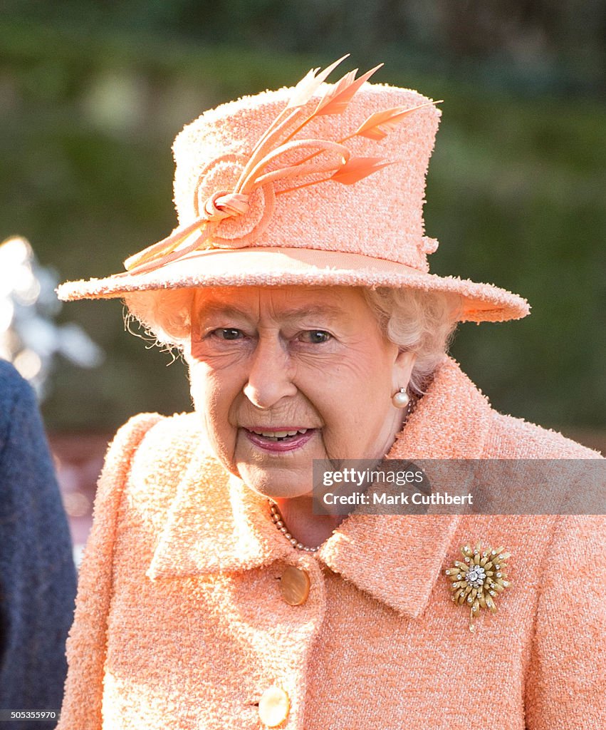 The Queen Attends Church At Hillington