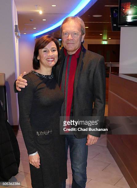 Sandra Maischberger and Jan Kerhart attend 'APASSIONATA - Im Bann des Spiegels' VIP Reception In Berlin at Mercedes-Benz Arena on January 17, 2016 in...
