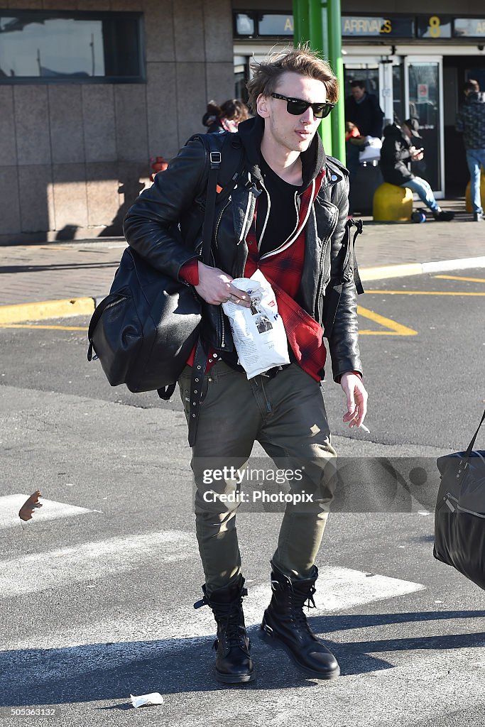 Jamie Campbell Bower is seen arriving at Linate Airport during Milan ...