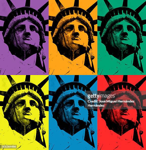 lady liberty (triads of primary and secondary colors) - andy warhol art stock pictures, royalty-free photos & images