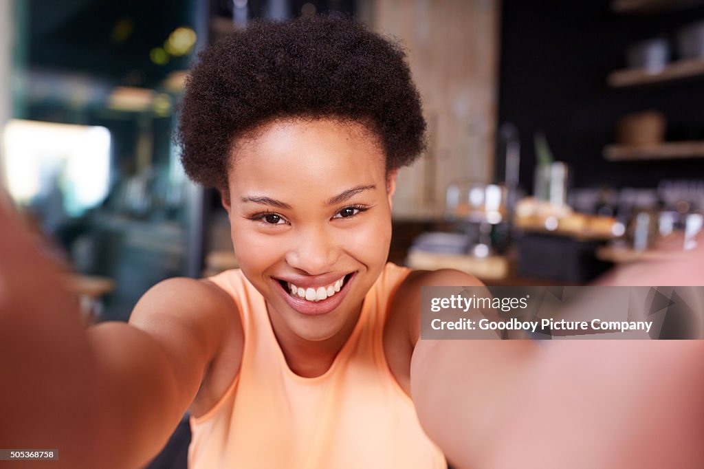 Taking a selfie in the coffee shop