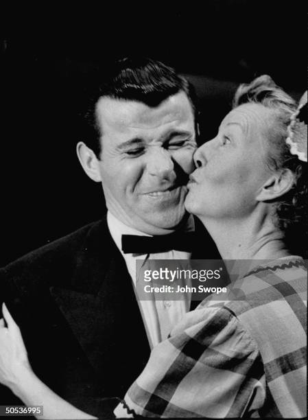 Actors Dennis Day and Irene Ryan during his TV show.