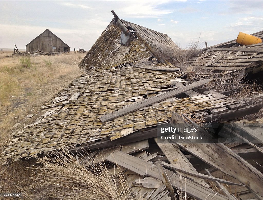 Collapsed barn