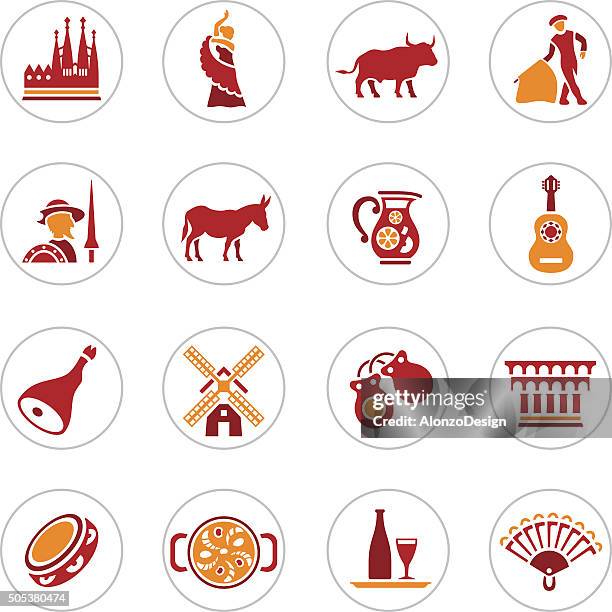 spain icons - tapas stock illustrations