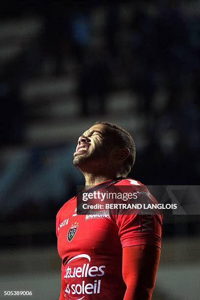 Toulon's South African winger Bryan Habana reacts after the European Champions Cup rugby union match RC Toulon vs Wasps on January 17, 2016 at the...