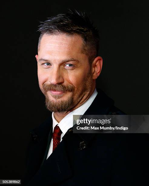 Tom Hardy attends the UK Premiere of 'The Revenant' at the Empire Leicester Square on January 14, 2016 in London, England.