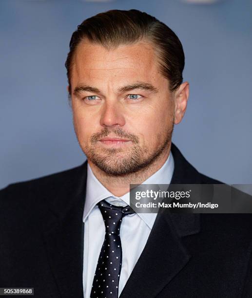 Leonardo DiCaprio attends the UK Premiere of 'The Revenant' at the Empire Leicester Square on January 14, 2016 in London, England.