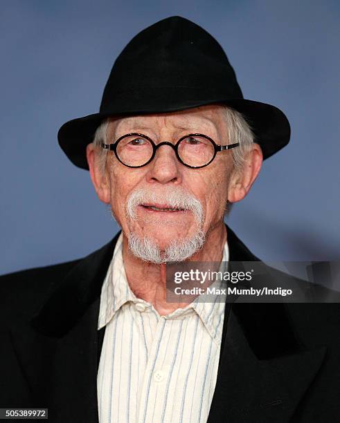 John Hurt attends the UK Premiere of 'The Revenant' at the Empire Leicester Square on January 14, 2016 in London, England.