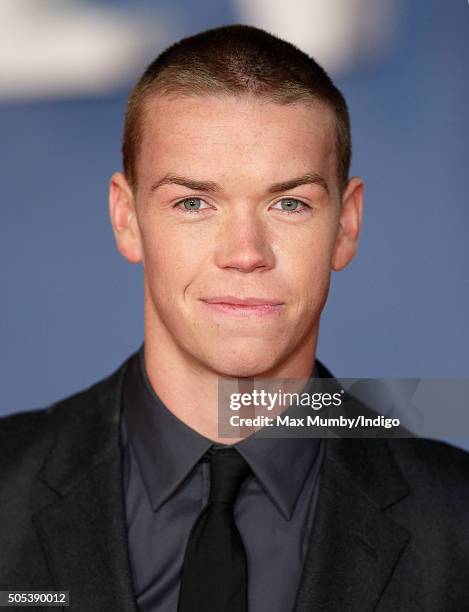 Will Poulter attends the UK Premiere of 'The Revenant' at the Empire Leicester Square on January 14, 2016 in London, England.