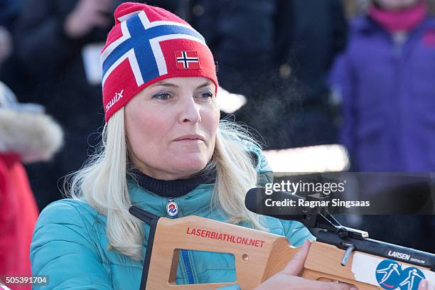 Crown Princess Mette-Marit of Norway attends Winter Games activities outside the Royal Palace while celebrating the 25th anniversary of King Harald V...