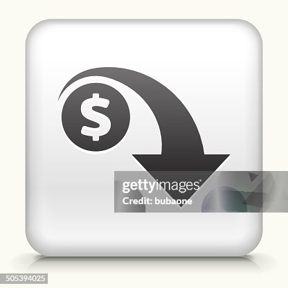 Square Button with Dollar Decrease royalty free vector art Square Button with Dollar Decrease royalty free vector art