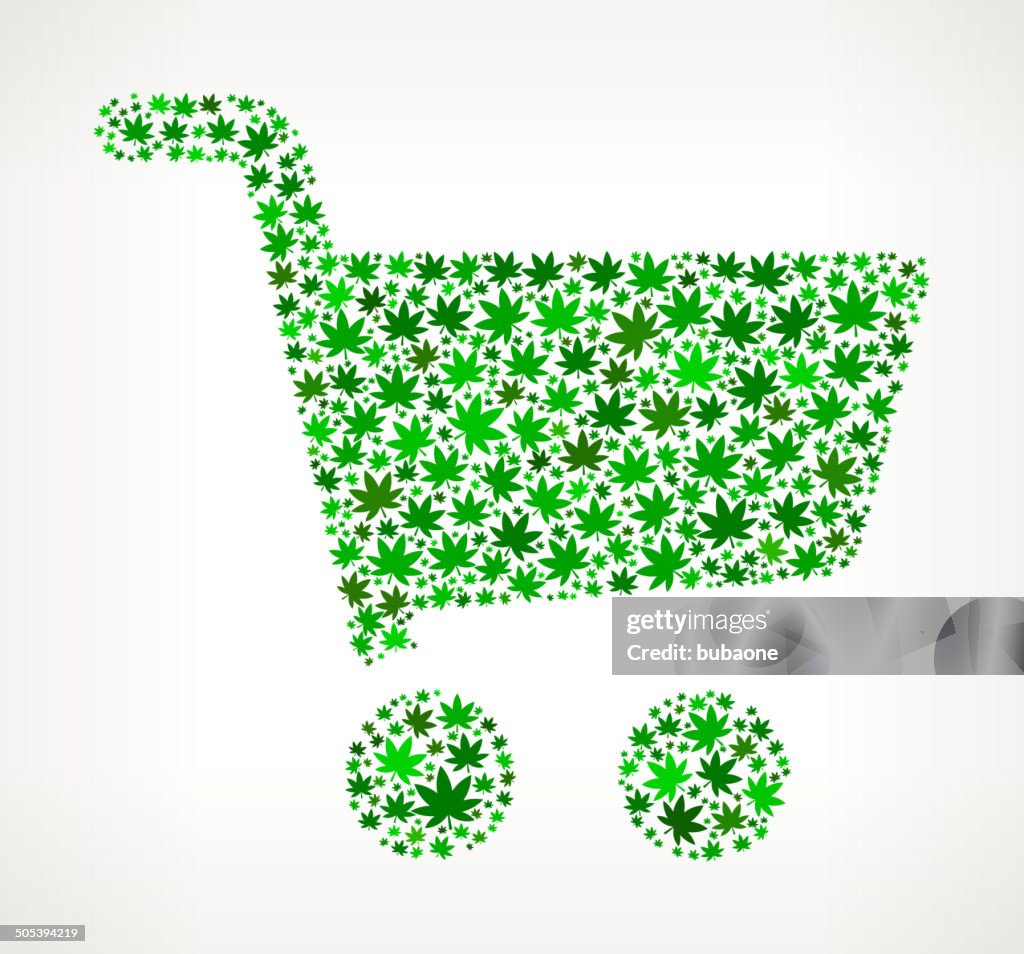 Shopping Cart on Weed royalty free vector art Pattern