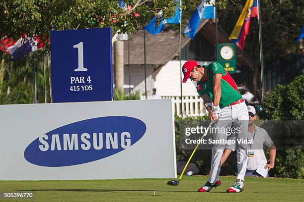 Raul Pereda de la Huerta from Mexico swings at hole 1 during Final Day of 2016 Latin America Amateur Championship at Teeth of the Dog, Casa de Campo...