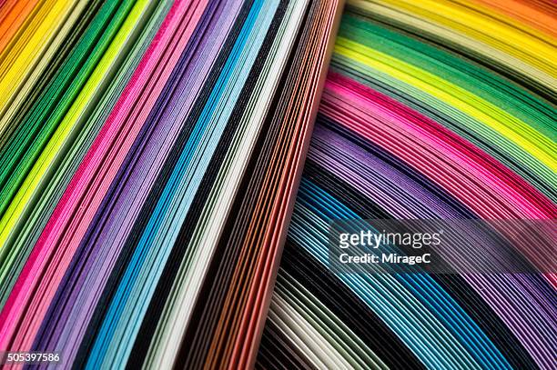 curves of colorful paper pile - colours merging stock pictures, royalty-free photos & images