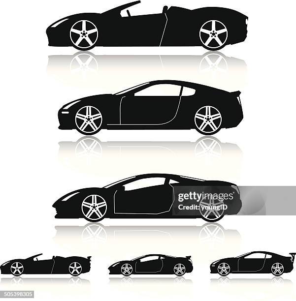 super cars silhouettes - car profile stock illustrations