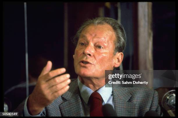 Former West German Chancellor Willy Brandt at meeting of International Socialists