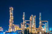 Oil Refinery with twilight sky