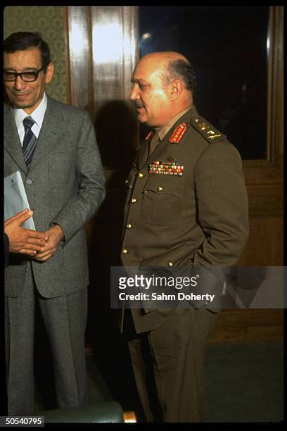 Egyptian General Kamal Hassan Ali and Deputy Foreign Minister Boutros Boutros-Ghali at cabinet meeting.
