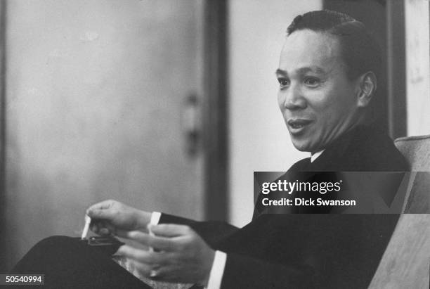 South Vietnamese president Nguyen Van Thieu in his office in Presidential Palace, Saigon, 1968.