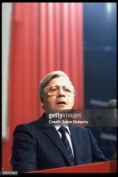 Former West German Chancellor Helmut Schmidt speaking at Social Democratic Party congress.