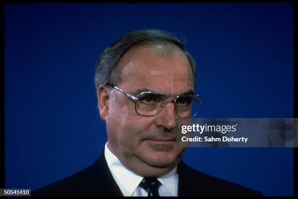 West German Chancellor Helmut Kohl at press conference, re visit of US Vice President George Bush.