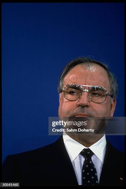 West German Chancellor Helmut Kohl at press conference, re visit of US Vice President George Bush.