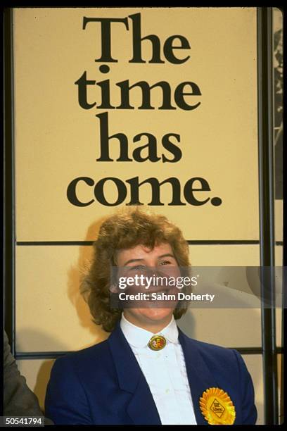 Liberal Party candidate Rosie Barnes at a rally for her election.