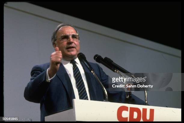 West German Chancellor Helmut Kohl campaigning for re-election.