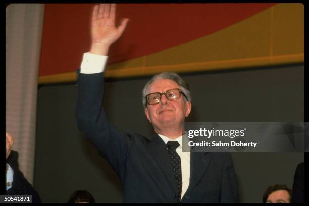 Hans Jochen Vogel, the Social Democratic Party candidate for Chancellor, campaigning for election.