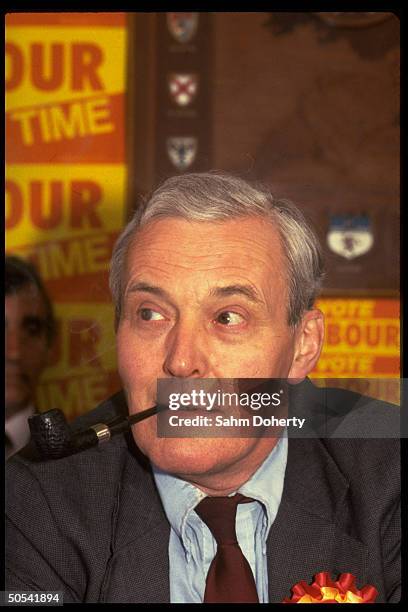 British Labor Party politico Tony Benn during campaign.