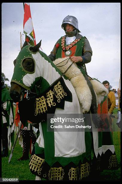 Actor Geoffrey Davies as Henry Tudor at re-enactment of Henry Tudor's victory over Richard lll 500 yrs. Later at Bosworth Field.