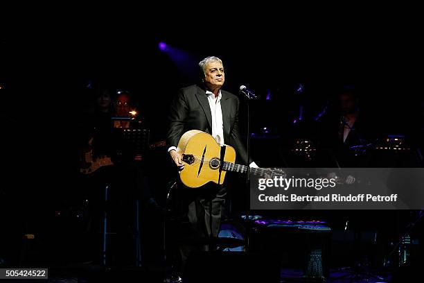 Enrico Macias Performs at L'Olympia on January 16, 2016 in Paris, France.