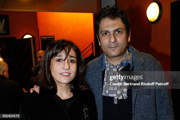 Childrens of Enrico Macias, Jocya Macias and Jean-Claude Ghrenassia attend The Enrico Macias Show at L'Olympia on January 16, 2016 in Paris, France.