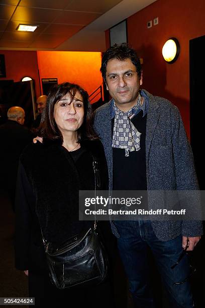 Childrens of Enrico Macias, Jocya Macias and Jean-Claude Ghrenassia attend The Enrico Macias Show at L'Olympia on January 16, 2016 in Paris, France.